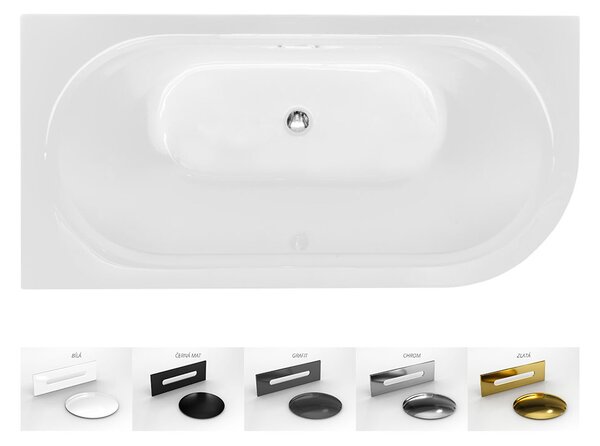 Besco Akrylátová volně stojící vana Avita A-Line CC/SP 150x75 (160x75, 170x75), s přepadem Rozměry (cm): 170x75, Typ a barva výpustě: Alcaplast Click-Clack se šterbinovým přepadem, zlatá, Orientace: Levá