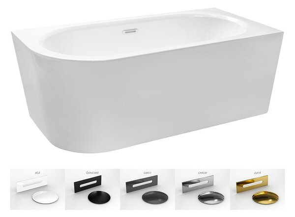 Besco Akrylátová volně stojící vana Avita A-Line CC/SP 150x75 (160x75, 170x75), s přepadem Rozměry (cm): 170x75, Typ a barva výpustě: Alcaplast Click-Clack se šterbinovým přepadem, zlatá, Orientace: Levá