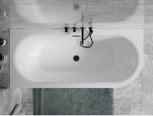 Besco Akrylátová volně stojící vana Avita A-Line CC/SP 150x75 (160x75, 170x75), s přepadem Rozměry (cm): 170x75, Typ a barva výpustě: Alcaplast Click-Clack se šterbinovým přepadem, zlatá, Orientace: Levá