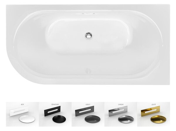 Besco Akrylátová volně stojící vana Avita A-Line CC/SP 150x75 (160x75, 170x75), s přepadem Rozměry (cm): 170x75, Typ a barva výpustě: Alcaplast Click-Clack se šterbinovým přepadem, zlatá, Orientace: Levá