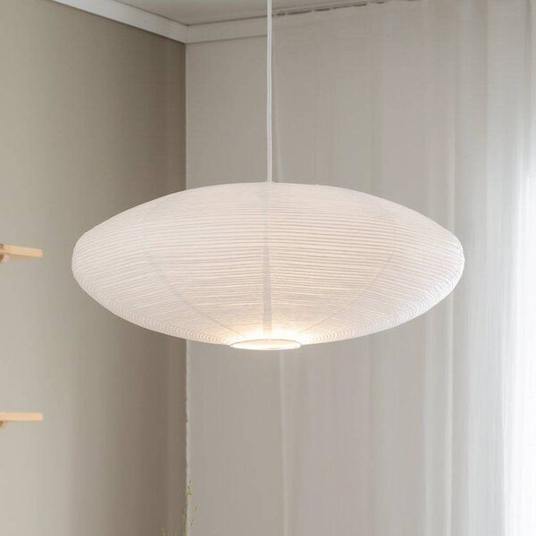 PR Home závěsné svítidlo Yuni, bílé, Ø 60 cm, bílý závěs, E14, stmívatelný, Bílá / opál, Obývací pokoj / jídelna, Papír / lunolit / lunopal, Skandinávský