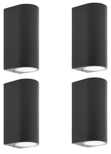 PRIOS Venkovní nástěnné svítidlo Prios Tetje, černé, kulaté, 16 cm, sada 4 kusů, stmívatelný, Černá, Hliník, Moderní