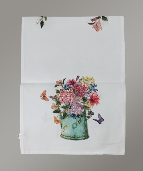 Vyšívaný ubrus konve s barevnými květy 40x110 cm TiaHome
