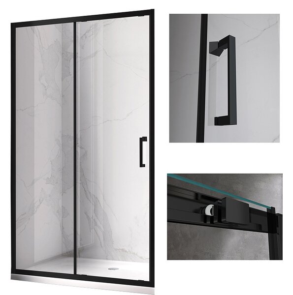 BPS-koupelny Posuvné sprchové dveře HYD-PD14A 100 černá/transparent pro instalaci do niky - bez vaničky