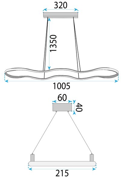 Toolight Toolight, závěsné LED svítidlo 120cm, 24W, 3000K, LHJ026-CP, černá, OSW-60017