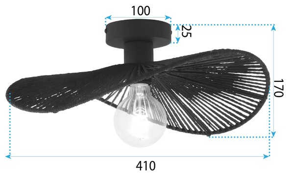 Toolight Toolight, stropní svítidlo 41cm, 1xE27, APP1832-1C, černá, OSW-00631