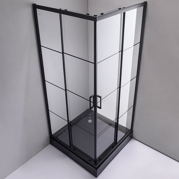 BPS-koupelny Čtvercový sprchový kout HYD-SK32B 90x90 černá/transparent + vanička HYD-SSV-SXL02B černá