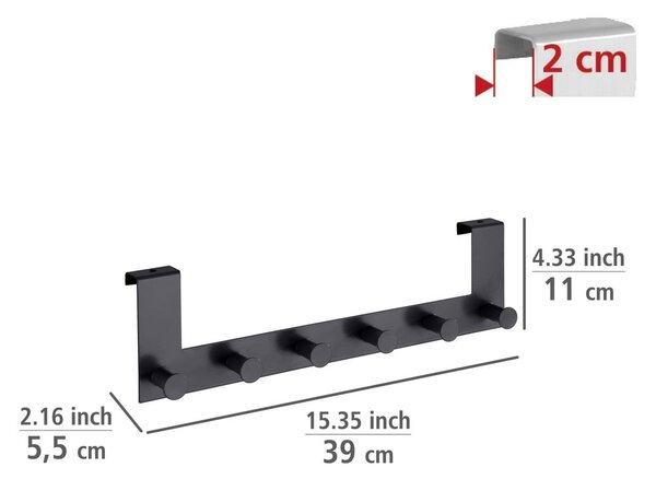 Černý kovový věšák na dveře 39 cm Celano – Wenko