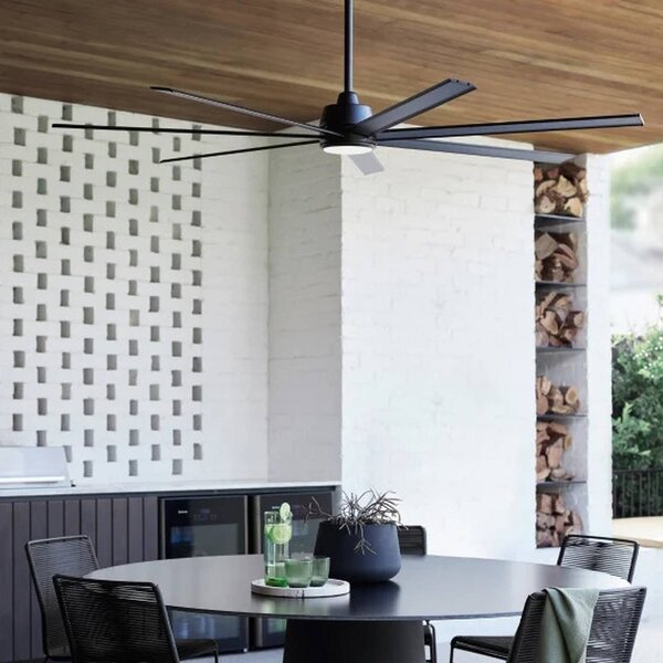 Beacon Lighting Stropní ventilátor se světlem Atlanta black DC silent, stmívatelný, Černá, Obývací pokoj / jídelna, Hliník, Moderní
