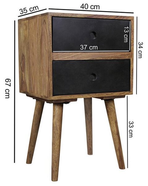 Noční stolek z masivního dřeva Repa š: ca. 40 cm černý