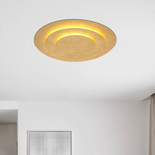 Globo Stropní svítidlo Heda LED, Ø 49 cm, zlatá barva, kov, Mosaz / zlato, Obývací pokoj / jídelna, kov, Moderní