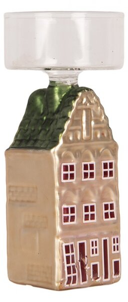 Skleněný svícen na čajovou svíčku stříbrný – 5x5x12 cm
