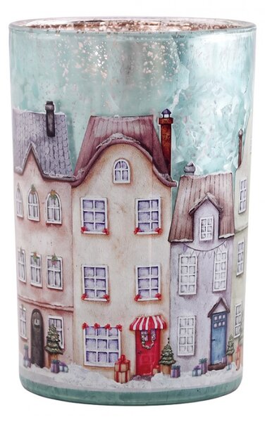 Modrý skleněný svícen na čajovou svíčku – 12x18 cm