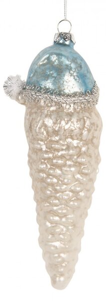 Skleněná vánoční ozdoba Santa Claus stříbrná – 6x16 cm