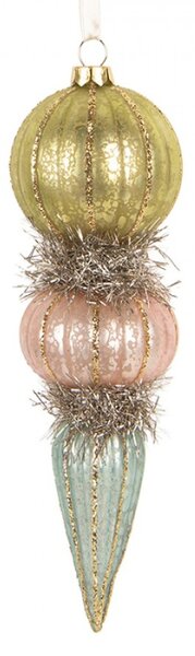 Zelená skleněná vánoční baňka – 6x18 cm