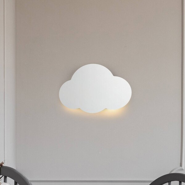 TK Lighting Nástěnné svítidlo Cloud, bílé, ocel, nepřímé světlo, 38 x 27 cm, stmívatelný, Bílá / opál, Obývací pokoj / jídelna, kov, Young lifestyle
