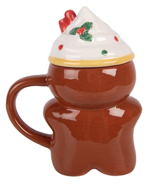 Hnědý keramický hrnek perníkový panáček – 250 ml