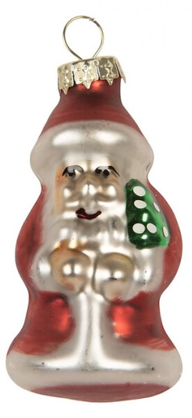 Sada 6 červených skleněných vánočních ozdob Santa Claus – 3x35 cm