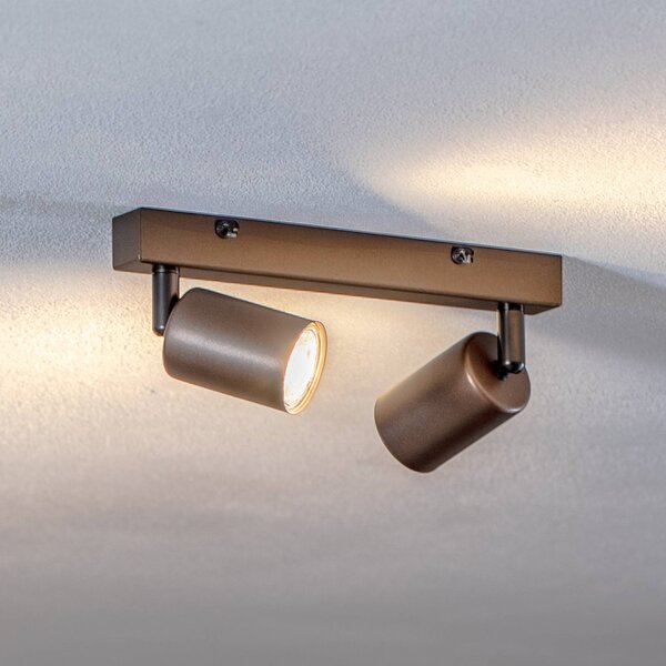 TK Lighting Stropní bodové světlo Top, nastavitelné, hnědé, lineární se dvěma světly, stmívatelný, Hnědá / rez, Obývací pokoj / jídelna, kov, Moderní, Stropní svítidlo