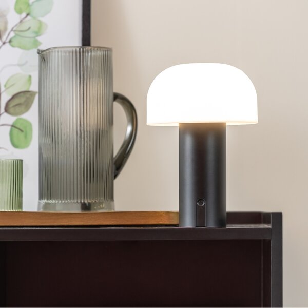 Present time Černá plastová stolní LED lampa Cecile