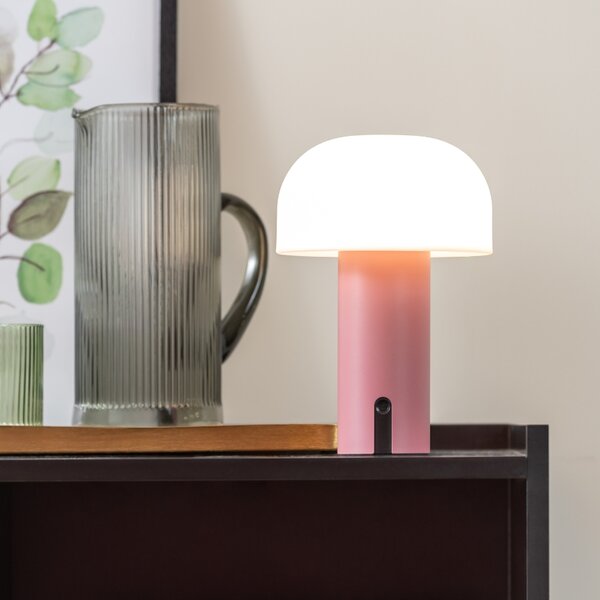 Present time Růžová plastová stolní LED lampa Cecile