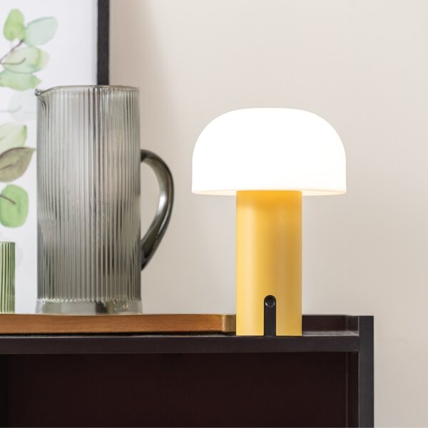 Present time Žlutá plastová stolní LED lampa Cecile
