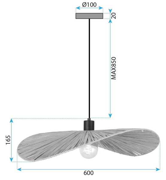 Toolight Toolight, závěsné svítidlo 60cm, 1xE27, APP1831-1CP, černá matná, OSW-00633