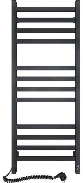 Koupelnový žebříkový radiátor s termostatem AVANGARD 227W 120x48cm černá levá