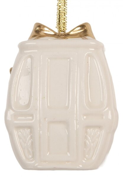 Bílá porcelánová vánoční ozdoba – 5x4x6 cm