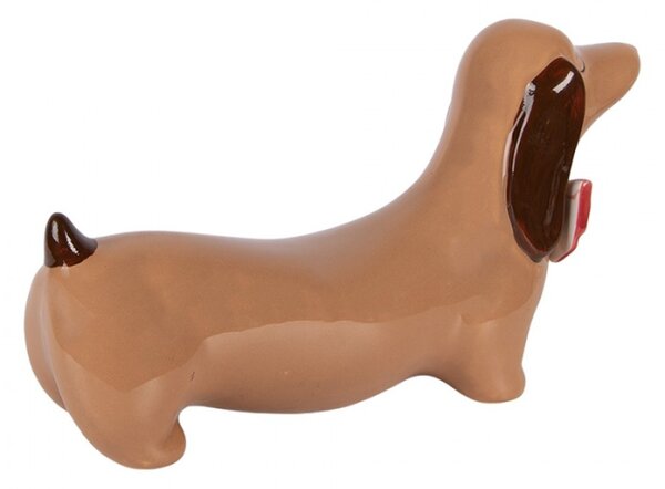 Hnědá porcelánová vánoční dekorace jezevčík – 26x7x15 cm