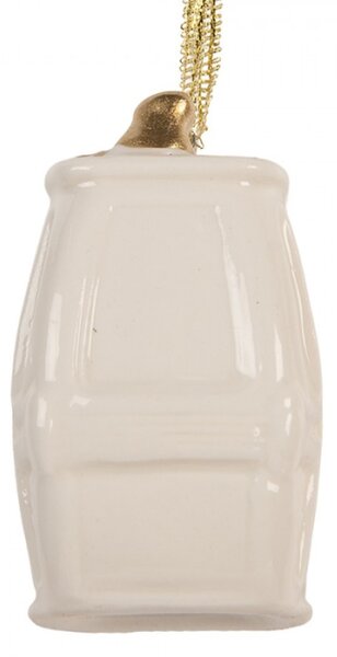 Bílá porcelánová vánoční ozdoba – 5x4x6 cm