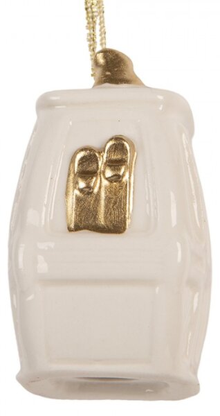 Bílá porcelánová vánoční ozdoba – 5x4x6 cm