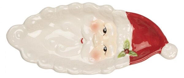 Bílá keramická dekorativní miska Santa Claus – 11x25x3 cm
