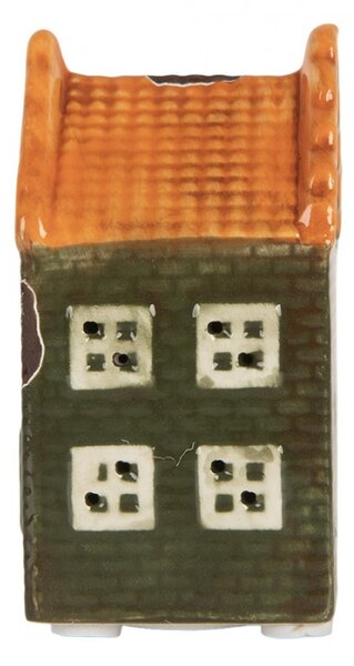 Zelený keramický domeček s LED světlem – 4x4x8 cm