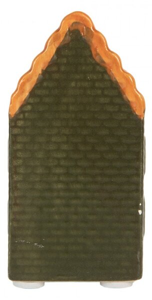 Zelený keramický domeček s LED světlem – 4x4x8 cm