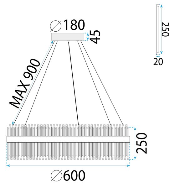 Toolight Toolight, LED křišťálové stropní svítidlo 60cm, APP1515-CP60, zlatá matná, OSW-03263