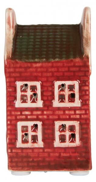 Červený keramický domeček s LED světlem – 4x4x8 cm