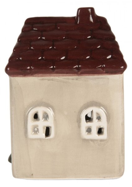 Béžový keramický domeček s LED světlem – 7x6x10 cm