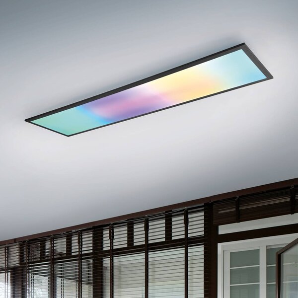 Reality Leuchten Stropní svítidlo Beta LED, délka 119 cm, černé, RGBW,, stmívatelný, Černá, Obývací pokoj / jídelna, kov, Moderní
