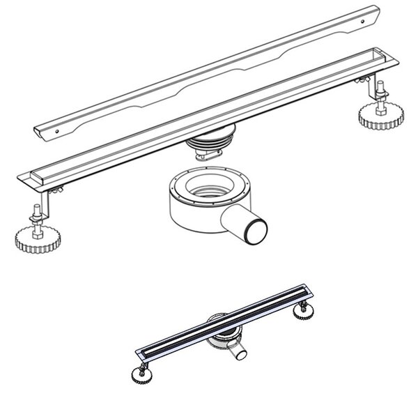 BPS-koupelny Sprchový odtokový žlab DL03 HYD-6128 50 cm, zlatý kartáčovaný