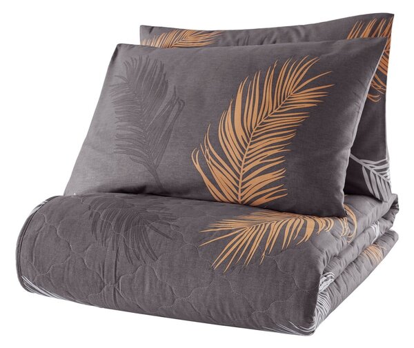 Šedý set přehozu a povlaku na polštář z bavlny Renforcé 200x220 cm Olivia – Mijolnir