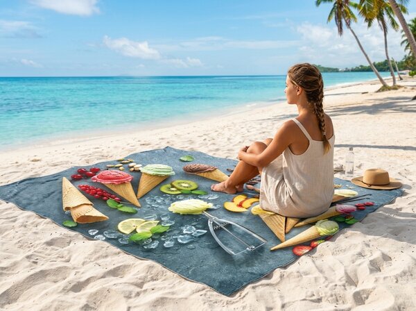 Rychleschnoucí XXL plážová osuška GELATTO barevná 150 x 210 cm, 100% mikrovlákno