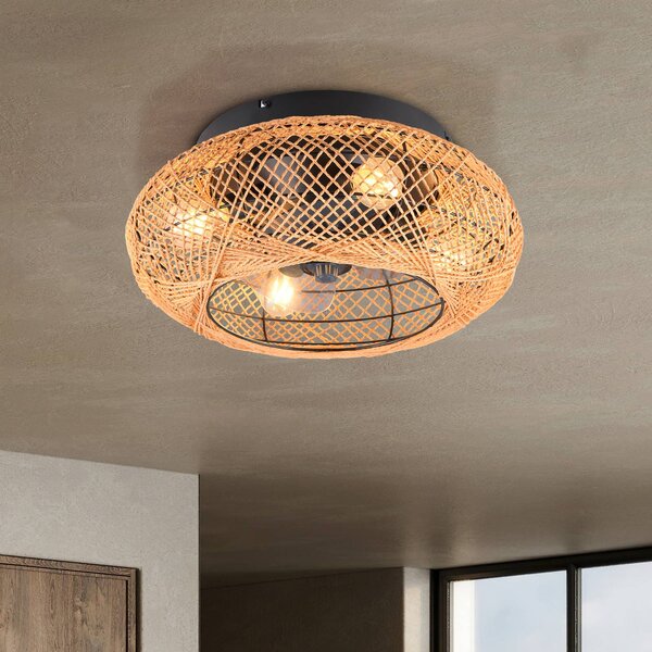 Reality Leuchten Stropní ventilátor Lillesand se světlem, tichý, Ø 50 cm, FB, Hnědá / rez, Obývací pokoj / jídelna, kov