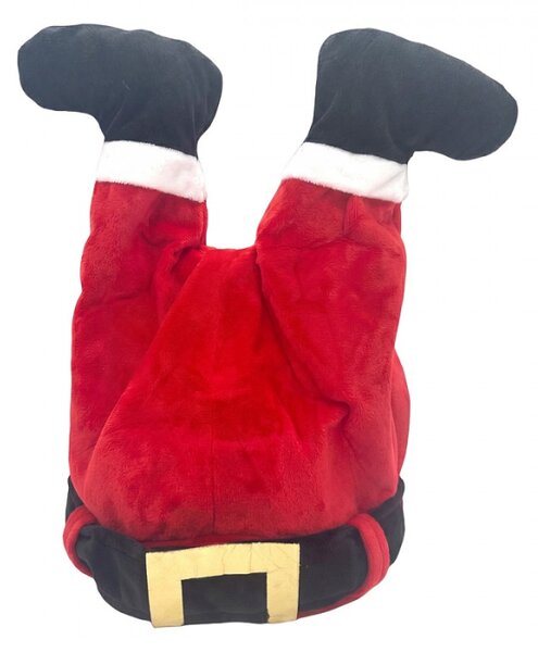 Červená plastová vánoční dekorace nohy Santa Clause_1