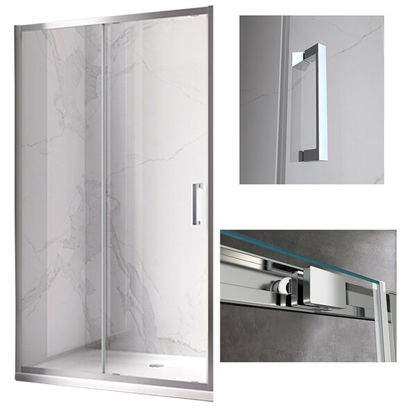 BPS-koupelny Posuvné sprchové dveře HYD-PD14A 100 chrom/transparent pro instalaci do niky - bez vaničky