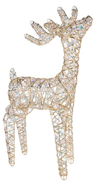 Kovová vánoční dekorace jelen s LED světlem zlatá – 34x13x53 cm
