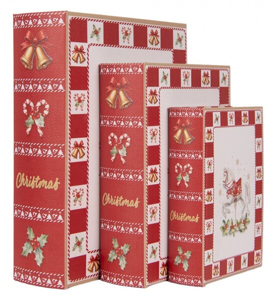 Sada 3 bílých úložných boxů ve tvaru knih – 27x22x7 / 22x17x6 / 17x12x4 cm