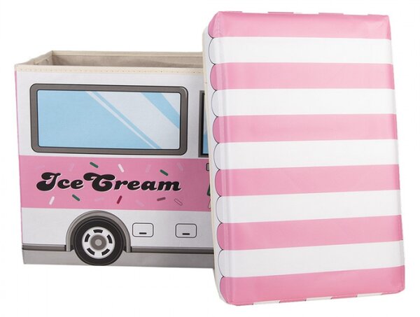 Růžový plastový úložný box auto – 55x32x28 cm