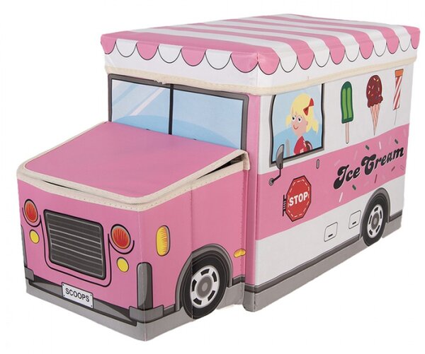 Růžový plastový úložný box auto – 55x32x28 cm