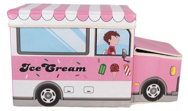 Růžový plastový úložný box auto – 55x32x28 cm